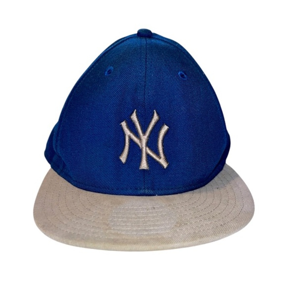 New Era New York Yankees Fitted Baseball Hat Wool Blue And Grey Size 7 5/8